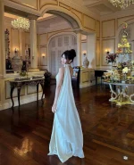 Đầm Dạ Hội Kisserine Lụa Kem Cổ Lệch Xẻ Tà Sang Trọng - Ảnh 7