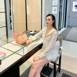 Set bộ Linh_Phung ren trắng kem cao cấp, thanh lịch (Size M)