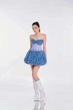 Đầm Dự Tiệc Linh_Phung Corset Xanh Lam Chân Váy Lông Xù Độc Đáo - Ảnh 4