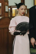 Áo Dài Cách Tân Mare Hồng Tay Phồng Phom Ôm Sang Trọng