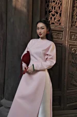 Áo Dài Cách Tân Mare Hồng Tay Phồng Phom Ôm Sang Trọng - Ảnh 5