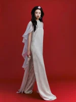 Áo Dài Cách Tân OnonMM Trắng Ngà Voan Ren Thanh Lịch