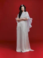 Áo Dài Cách Tân OnonMM Trắng Ngà Voan Ren Thanh Lịch - Ảnh 2