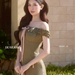 Dear Jose Size M - Đầm ôm body trễ vai màu olive