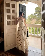 Huong Boutique Size M - Đầm maxi chấm bi vintage thanh lịch