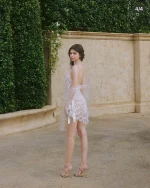 Ninisesi Size L - Đầm dự tiệc ngắn đính đá trắng tinh khôi