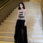 XY Bymyxy Size M - Set áo ren chân váy voan lưới đen phối ren