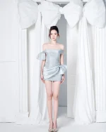 Le Soile Size L - Đầm dự tiệc ngắn đính đá xanh pastel