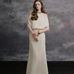 Delicate Size L - Đầm dạ hội trễ vai màu kem thanh lịch