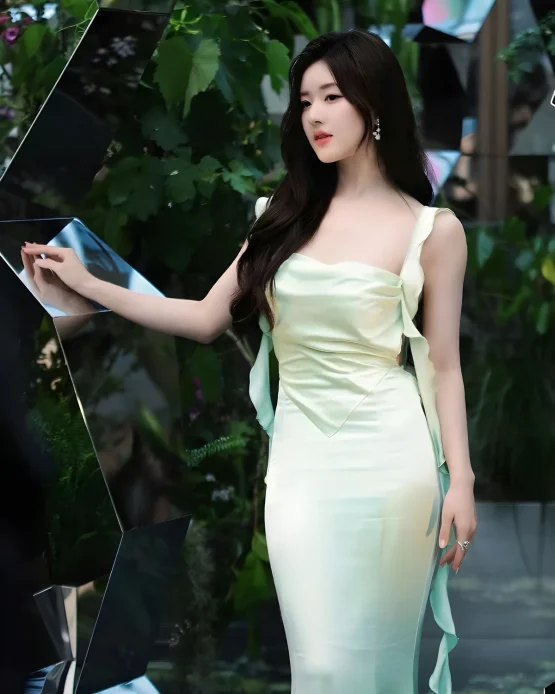 Nana Jacqueline Size L - Đầm Dạ Hội Lụa Xẻ Tà Màu Xanh Pastel