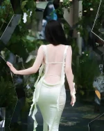 Nana Jacqueline Size L - Đầm Dạ Hội Lụa Xẻ Tà Màu Xanh Pastel