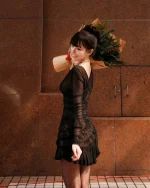 Datt Size S - Đầm body mini đen tay dài quyến rũ