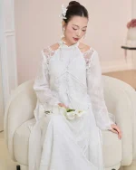 Lana Size M - Áo dài ren trắng cổ điển sang trọng