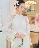 Lana Size M - Áo dài ren trắng cổ điển sang trọng