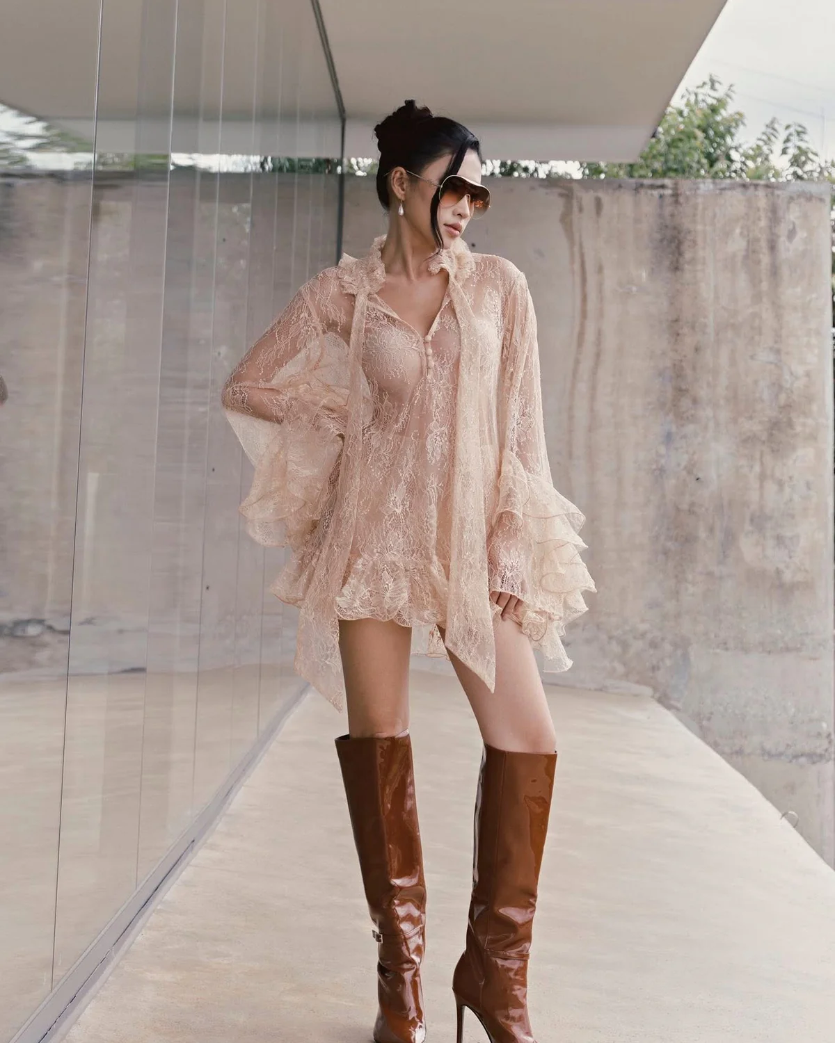 OnonMM_size M_2.JPG Ononmm Size M - Váy ren hồng nude tay phồng quyến rũ