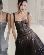 Ononmm Size M - Đầm Dạ Hội Voan Đen Sang Trọng