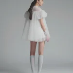 Ononmm Size FREESIZE - Đầm Voan Trắng Tay Phồng Tiểu Thư