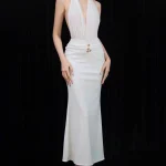 Sensore Size M - Đầm Dự Tiệc Cổ Yếm Trắng Tinh Tế