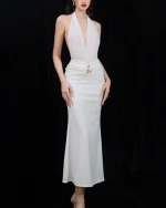 Sensore Size M - Đầm Dự Tiệc Cổ Yếm Trắng Tinh Tế