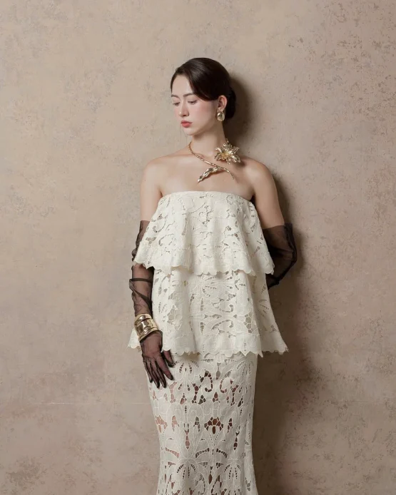 Beloved Size L - Đầm ren trắng dáng dài dự tiệc sang trọng