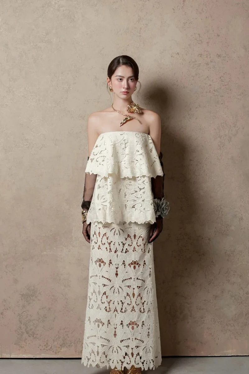 Beloved Size L - Đầm ren trắng dáng dài dự tiệc sang trọng