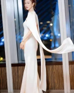 Huong Boutique Size L - Đầm Dạ Hội Trắng Tinh Tế Cho Thuê