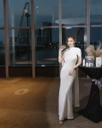 Huong Boutique Size L - Đầm Dạ Hội Trắng Tinh Tế Cho Thuê