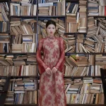 No Brand Size M - Áo dài ren đỏ tay phồng sang trọng