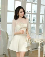 Khiết Size L - Đầm ngắn trắng voan hở lưng dự tiệc