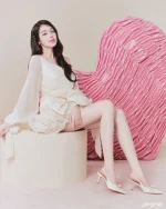 Jirene Size M - Đầm Dự Tiệc Voan Trắng Trễ Vai