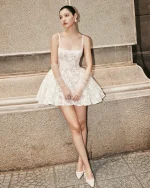 Huong Boutique Size M - Váy ren trắng xòe dự tiệc